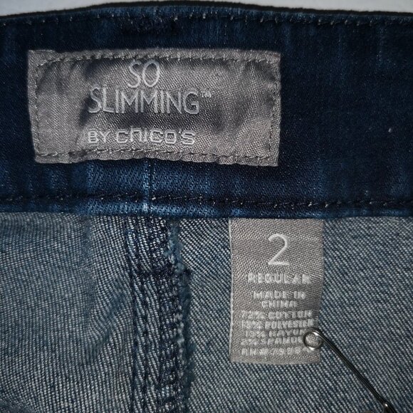 So Slimming by Chico's Ladies Dark Wash Straight Leg Blue Jeans - Picture 3 of 9